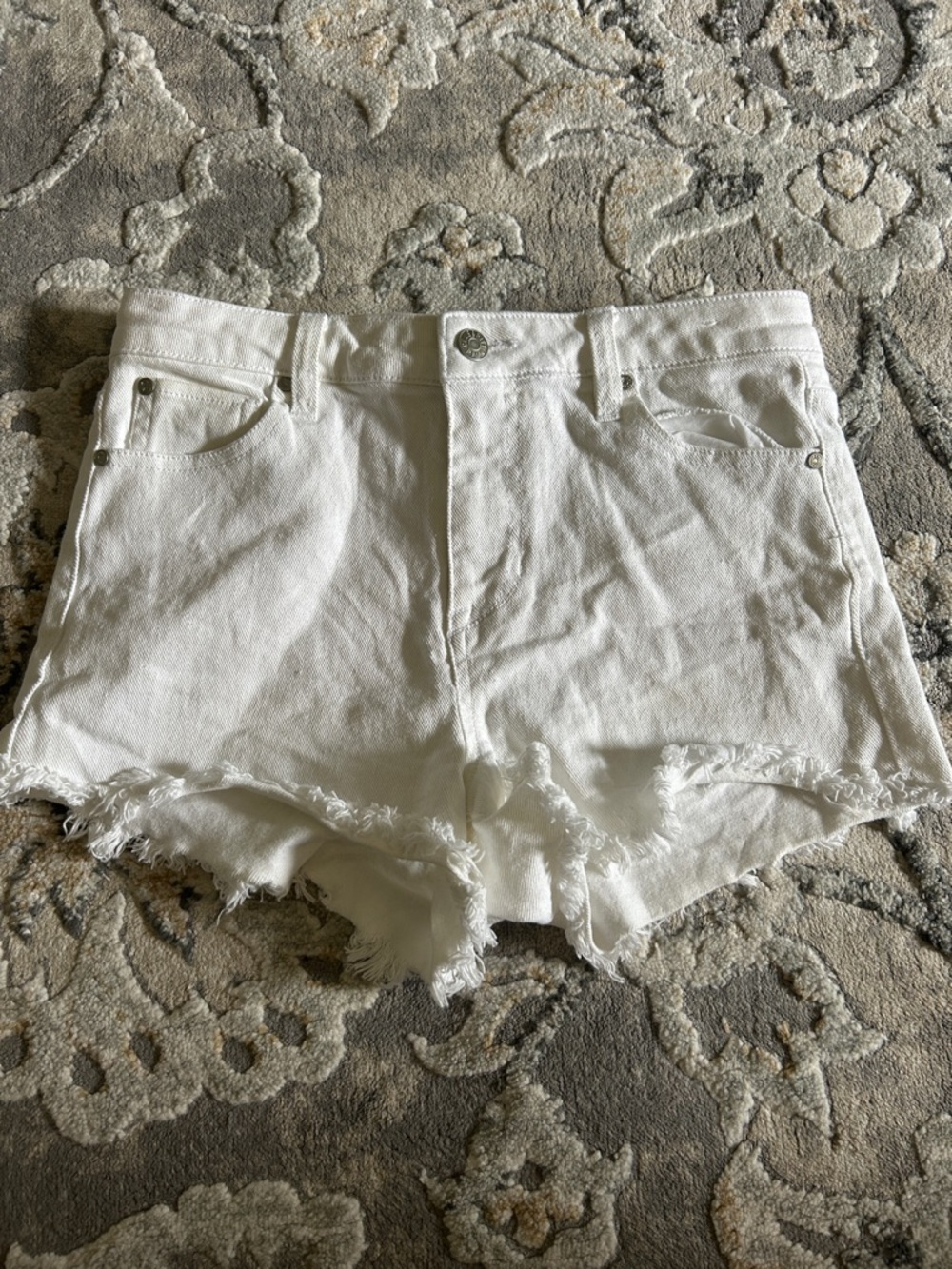 Celebrity Pink White Frayed Hem Denim Shorts